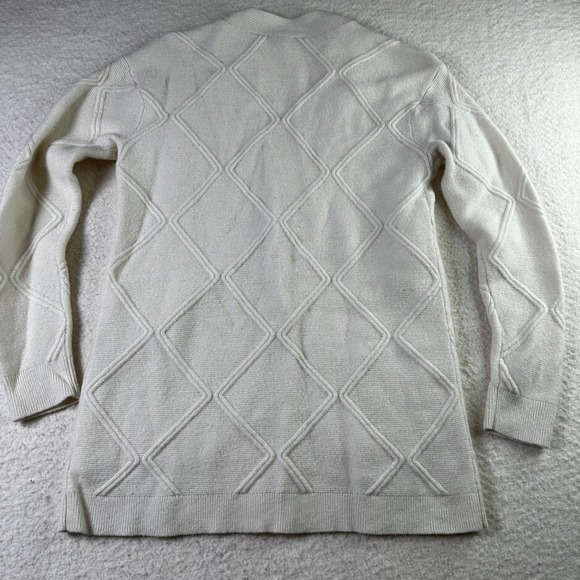 Talbots Cream Diamond Knit Cardigan Lambs Merino Cashmere Blend Big Buttons XS - Picture 15 of 15